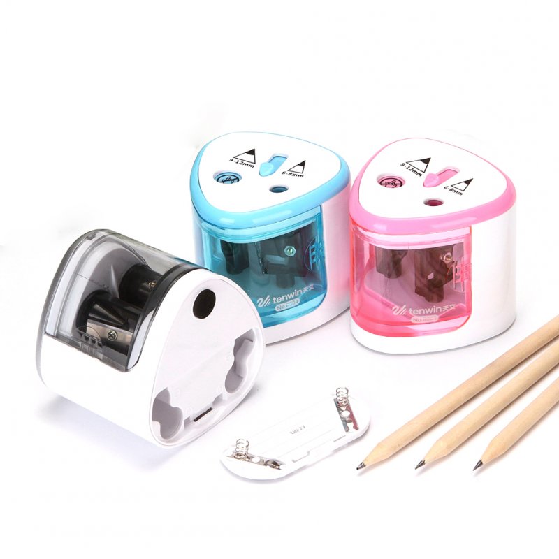 Automatic Pencil Sharpener Electric Switch Pencil Sharpener Stationery for Home Office School English version-silver