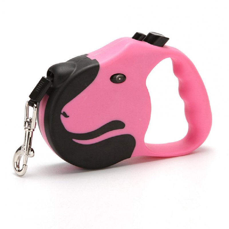 Automatic Retractable Dog Leash with Anti-Slip Handle for Dogs Teddy Walking Pink_3 meters
