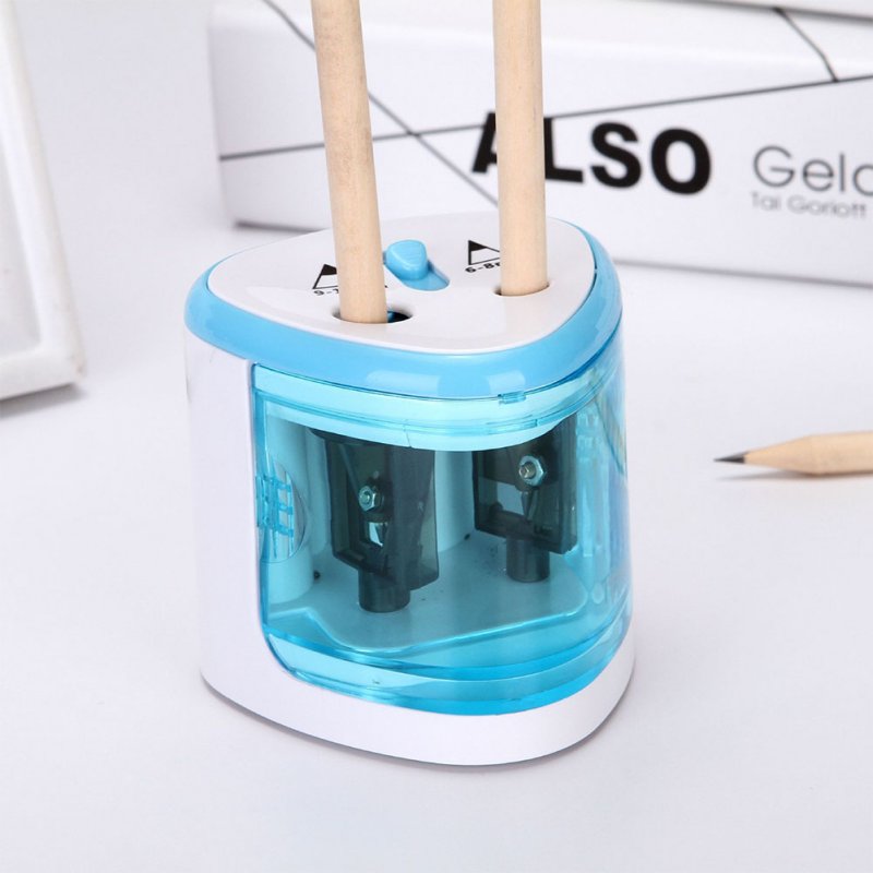 Automatic Two-hole Electric Pencil Sharpener Home Office School Supplies blue