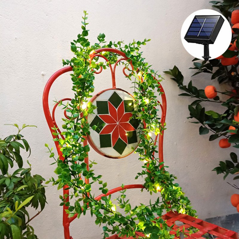 Automatical Eucalyptus Leaves Rattan Lights 8 Lighting Modes Weatherproof Lights String For Patio Decoration Solar 5m 50 lights