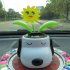 Automobile Decoration Solar Powered Cartoon Snoopy Shape Flowerpot Flip Flap Leaf Dancing Car Toys