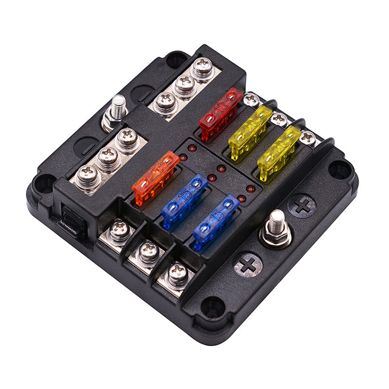 Automotive Pc Waterproof Fuse  Box With Led Indicator 5a 10a 15a 20a Fuses Spade For Cars Suv Rv Buses Yachts Boats as picture show