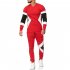 Autumn Contrast Color Sports Suits Slim Top Drawstring Trouser for Man red L