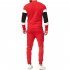 Autumn Contrast Color Sports Suits Slim Top Drawstring Trouser for Man red XL