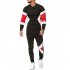 Autumn Contrast Color Sports Suits Slim Top Drawstring Trouser for Man black 2XL