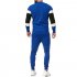 Autumn Contrast Color Sports Suits Slim Top Drawstring Trouser for Man blue 2XL