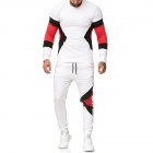 Autumn Contrast Color Sports Suits Slim Top Drawstring Trouser for Man white M