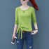Autumn Slim Thic Fashion Korean Style Lace Long Sleeve T shirt Female Base Shirt Avocado M