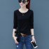 Autumn Slim Thic Fashion Korean Style Lace Long Sleeve T shirt Female Base Shirt Black M