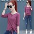Autumn Slim Thic Fashion Korean Style Lace Long Sleeve T shirt Female Base Shirt Black M