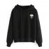 Autumn Unisex Exquisite Embroider Pattern Pure Color Plush Pullover Hoodies black XL