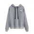 Autumn Unisex Exquisite Embroider Pattern Pure Color Plush Pullover Hoodies gray M