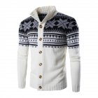 Autumn Winter Europe and America Style Christmas Male Single Jugged Base Shirt Cardigan Sweater white XL