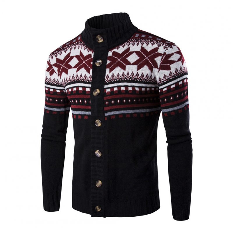 Autumn Winter Europe and America Style Christmas Male Single Jugged Base Shirt Cardigan Sweater black_XL