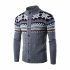 Autumn Winter Europe and America Style Christmas Male Single Jugged Base Shirt Cardigan Sweater Dark gray XL