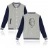 Autumn Winter Fashion Printing Baseball Uniform Coat LF 107ab 4 blue M