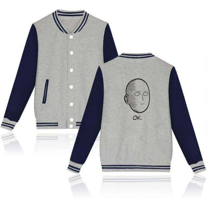 Autumn Winter Fashion Printing Baseball Uniform Coat LF-107ab-3 grey_XXL