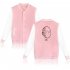 Autumn Winter Fashion Printing Baseball Uniform Coat LF 107ab 2 pink M