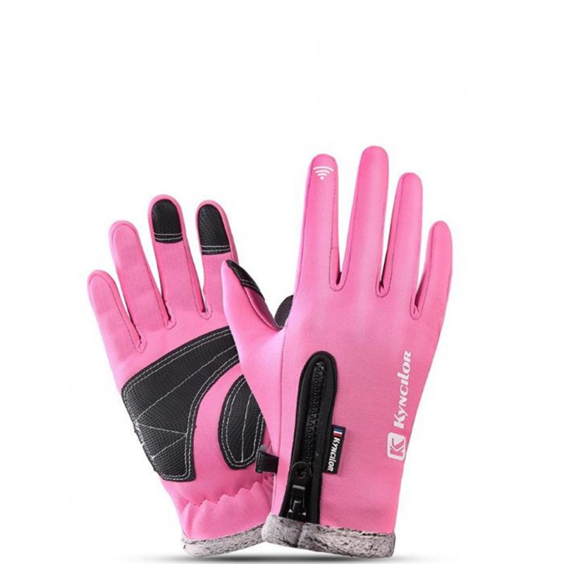 Autumn Winter Warm Telefingers Gloves Riding Driving Thicken Gloves for Men  Pink_L
