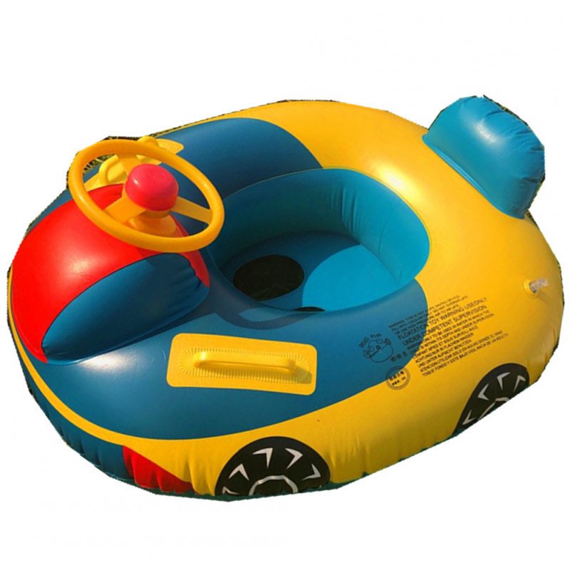 Inflatable Boat with Float Seat Steering Wheel Enlarged Thickened Infant Swimming Ring Pool Float Blue 12.5kg