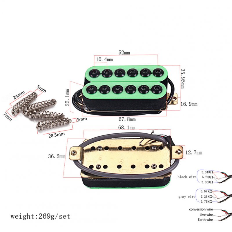 Ceramic Magnets Green Dual Pickup for Gibson Les Paul / SG Electric Guitar Music Instrument Accessories