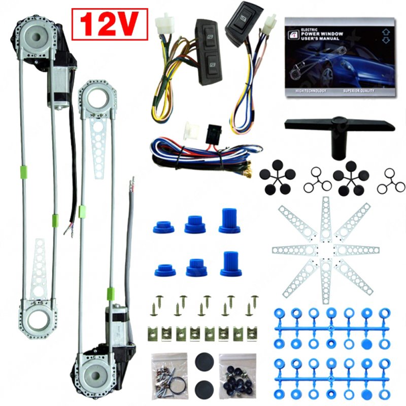 Dc12v Universal 2-doors Car Auto Electric Power  Window  Kit Lifter Low Noise Silent Operation Upgrade Modification Accessories Parts 