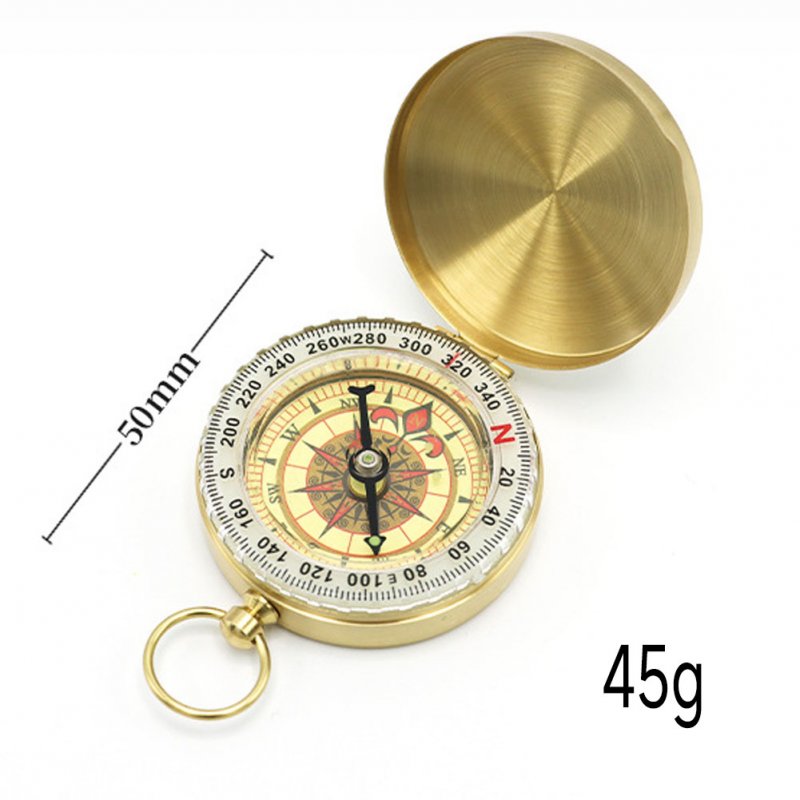 G50 Compass Pure Copper Pocket Watch Multifunctional Covered Luminous Retro Flip Cover Compass For Outdoor Hiking 