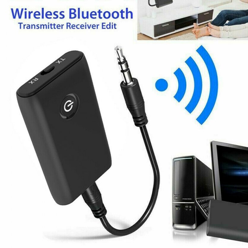 B10S 2-in-1 Wireless Transmitter Receiver 3.5mm AUX HiFi Music Audio Adapter Bluetooth5.0 Home/Car Stereo Device black