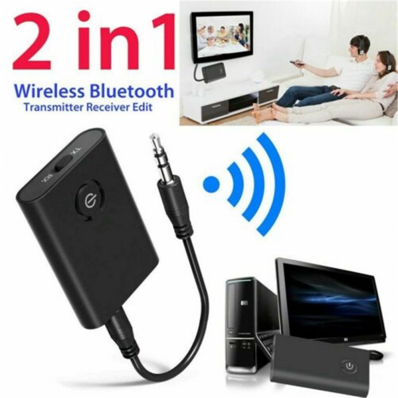 B10S Wireless Bluetooth 5.0 Transmitter & Receiver A2DP Audio 3.5mm Jack Aux Adapter black