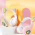 B39M Cat Ears Noise Canceling Headset Stereo Lighting Headphones Wireless Headphones For Smart Phones Computer Laptop cat paw purple