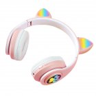 B39M Cat Ears Noise Canceling Headset Stereo Lighting Headphones Wireless Headphones For Smart Phones Computer Laptop cat paw pink