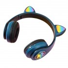 B39M Cat Ears Noise Canceling Headset Stereo Lighting Headphones Wireless Headphones For Smart Phones Computer Laptop cat paw blue
