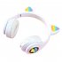 B39M Cat Ears Noise Canceling Headset Stereo Lighting Headphones Wireless Headphones For Smart Phones Computer Laptop cat paw white