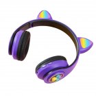 B39M Cat Ears Noise Canceling Headset Stereo Lighting Headphones Wireless Headphones For Smart Phones Computer Laptop cat paw purple