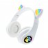 B39M Cat Ears Noise Canceling Headset Stereo Lighting Headphones Wireless Headphones For Smart Phones Computer Laptop cat paw white