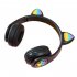 B39M Cat Ears Noise Canceling Headset Stereo Lighting Headphones Wireless Headphones For Smart Phones Computer Laptop cat paw black