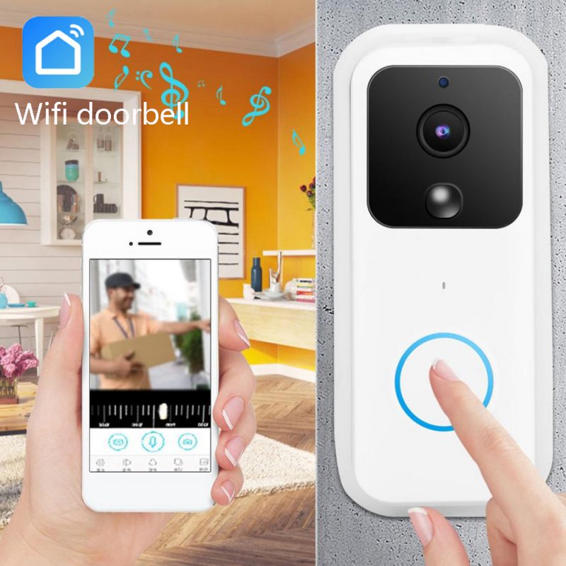 B60 Intelligent WiFi Wireless Doorbell 1080P Wireless HD Video Night Infrared Security Intelligent Protection white