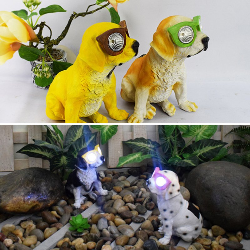 Solar Dog Statues Figurines Ornaments Resin Crafts Atmosphere-lights For Home Garden Outdoor Yard Decoration 