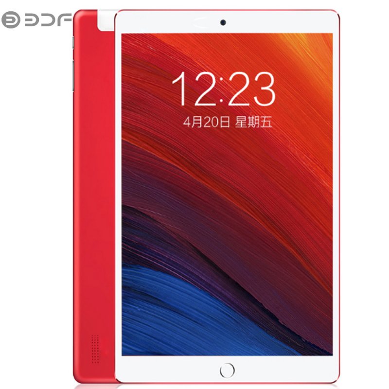 BDF 10.1 inch Tablet Computer MTK 6580 3G / 4G Call Tablet PC Android 7.0 5000mAh Battery red_Leather case-European regulations