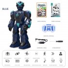 BG1532 Remote Control Robot Rechargeable Smart Voice Gesture Induction Children Programming Machine Model Toy Royal Blue (English)