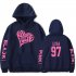 BLACKPINK 2D Pattern Printed Hoodie Leisure Pullover Top for Man and Woman Gray 3 XL