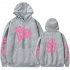 BLACKPINK 2D Pattern Printed Hoodie Leisure Pullover Top for Man and Woman Gray 3 2XL