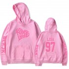 BLACKPINK 2D Pattern Printed Hoodie Leisure Pullover Top for Man and Woman Pink 3 2XL