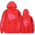 BLACKPINK 2D Pattern Printed Hoodie Leisure Pullover Top for Man and Woman Red 3 M