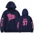 BLACKPINK 2D Pattern Printed Hoodie Leisure Pullover Top for Man and Woman White 5 XL