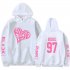 BLACKPINK 2D Pattern Printed Hoodie Leisure Pullover Top for Man and Woman White 5 XXL