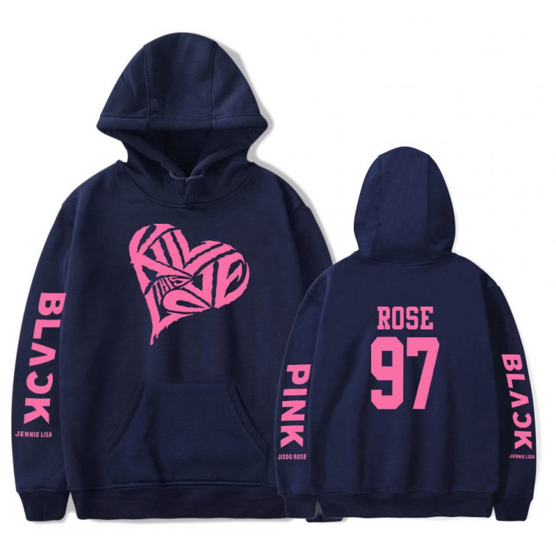 BLACKPINK 2D Pattern Printed Hoodie Leisure Pullover Top for Man and Woman Ash 5_XXXXL