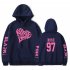 BLACKPINK 2D Pattern Printed Hoodie Leisure Pullover Top for Man and Woman Navy 5 XL