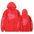 BLACKPINK 2D Pattern Printed Hoodie Leisure Pullover Top for Man and Woman Red 5 XXL