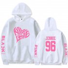 BLACKPINK 2D Pattern Printed Hoodie Leisure Pullover Top for Man and Woman White 2 2XL